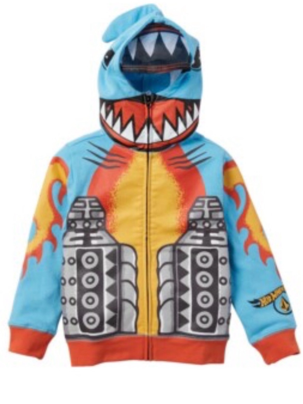 Boys' Blue & Orange Shark Zip Hoodie